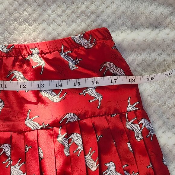 Vintage Pleated Skirt with Zebra Print β Red β Size 10 β Made in USA - Picture 5 of 6